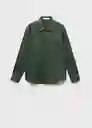 Camisa Lino Verde Talla XL Mujer Mango