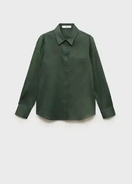 Camisa Lino Verde Talla XL Mujer Mango