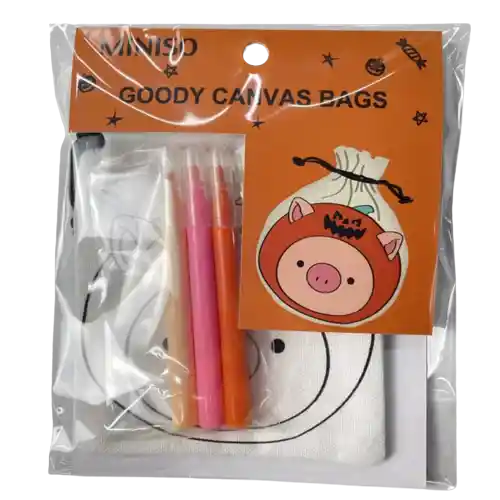 Kit Lienzo Para Colorear Bolsa Cordón Diy Pig Mini Family Miniso