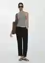 Pantalón Linen Negro Talla S Mujer Mango