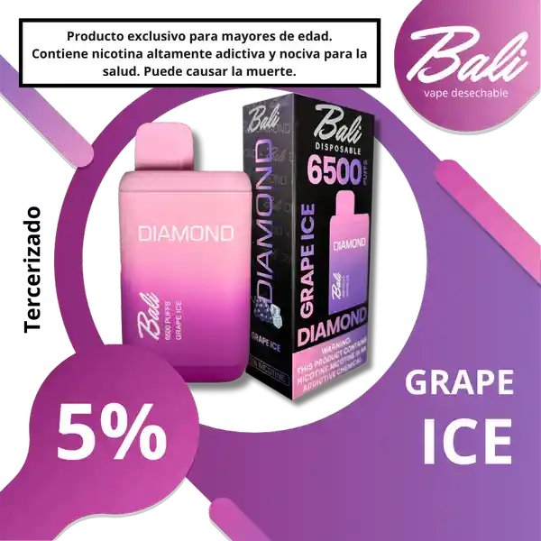 Bali Vapeador Grape Ice - 6500 Puffs - 5% Nicotina
