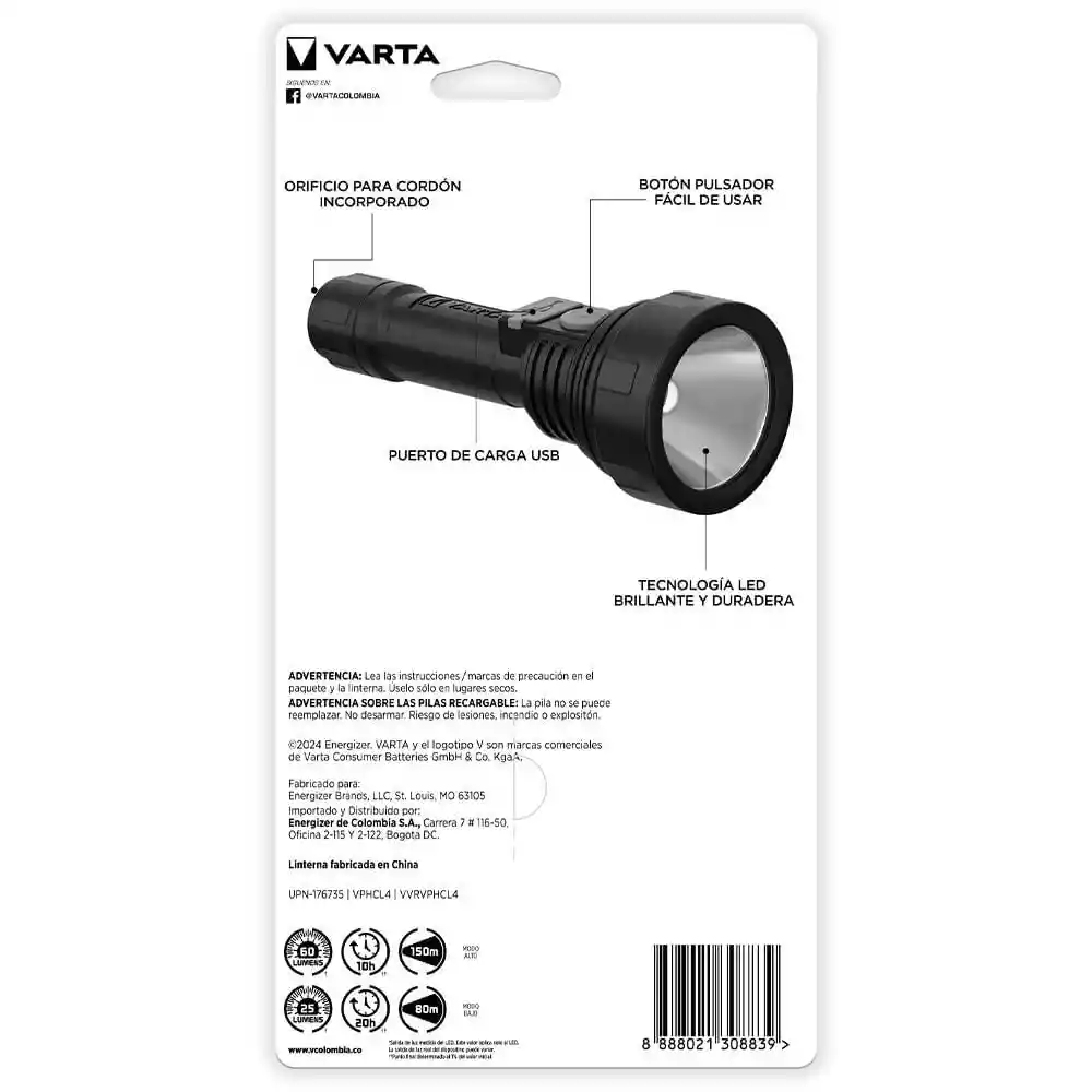 Linterna Rec 60 Lúmenes Varta E304158900