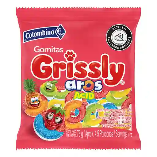 Grissly Gomitas Ácidas en Aros Sabores Surtidos