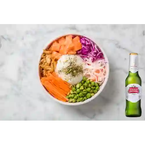 Combo Poke Salomón + Cerveza Stella Artois Bot. 330ml