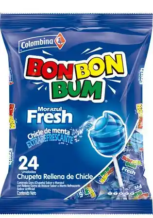 Bon Bon Bum Chupeta Rellena de Chicle Sabor a Morazul 