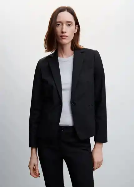 Blazer Americana Macaroni Negro Talla 38 Mujer Mango