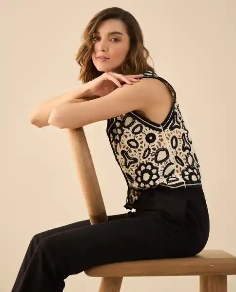 Chaleco Tejido Crudo Vainilla Claro Talla S 661G222 Esprit