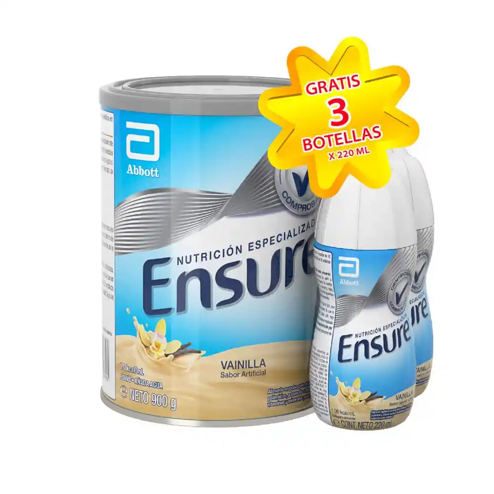 Oferta Ensure Base Vainilla 900gr gratis 3 RPB vainilla 220ml