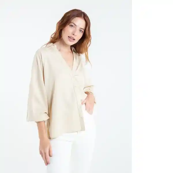  Camisa Faar Mujer Beige Polvo Claro Talla M Naf-Naf 
