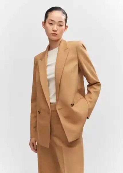 Blazer Americana Greta Camel Talla 24 Mujer Mango