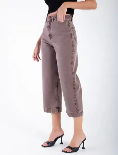 Pantalón Con Bota Amplia Café Azteca Medio Talla 10 Mujer Naf Naf