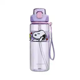 Botella de Plástico de Con Correa Snoopy Morado 800 mL Miniso