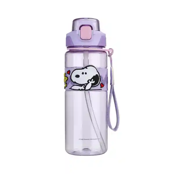 Botella de Plástico de Con Correa Snoopy Morado 800 mL Miniso