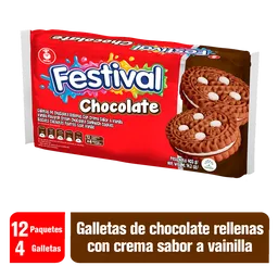 Festival Galletas de Chocolate Rellenas con Crema Sabor Vainilla