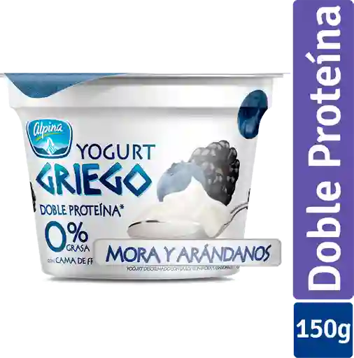 Alpina Yogurt Griego Doble Proteína Sabor a Mora y Arándanos