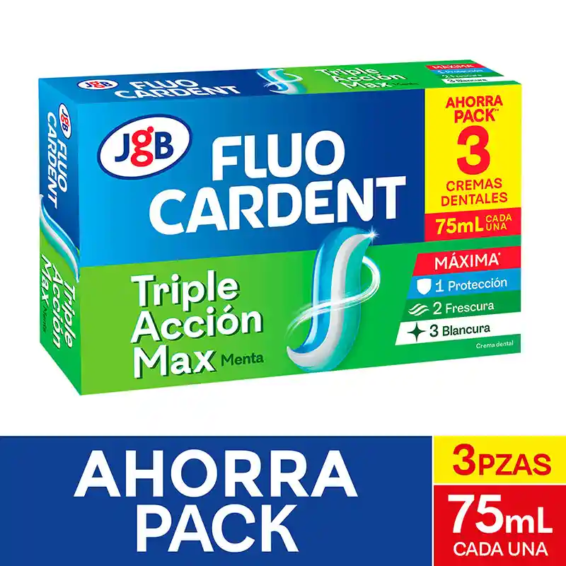 Fluocardent Crema Dental Triple Acción Max 75 mL x 3 Und