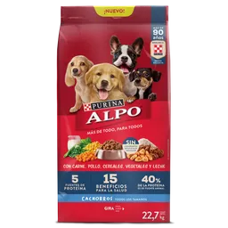 Comida para perros Alpo Cachorros con carne,pollo,cereales y vegetales x 22,7 kg