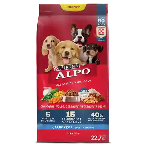 Comida para perros Alpo Cachorros con carne,pollo,cereales y vegetales x 22,7 kg