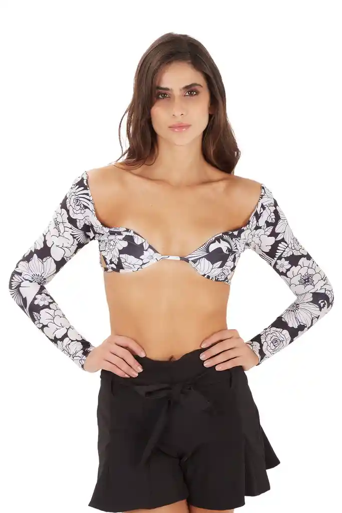 Top Floral Negro Renata