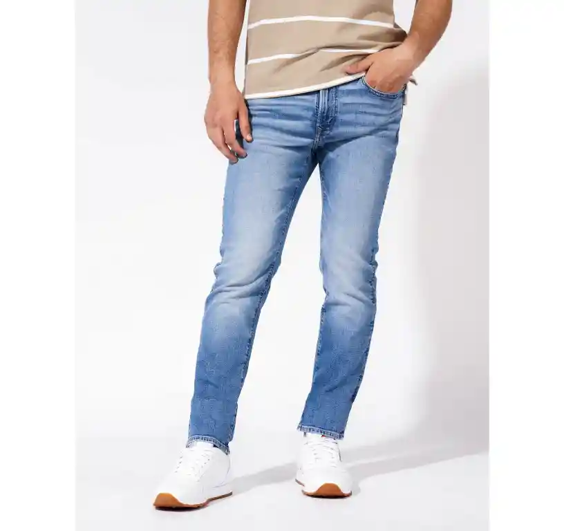 Jean Slim Straight Azul Talla 34 X 30 Hombre American Eagle