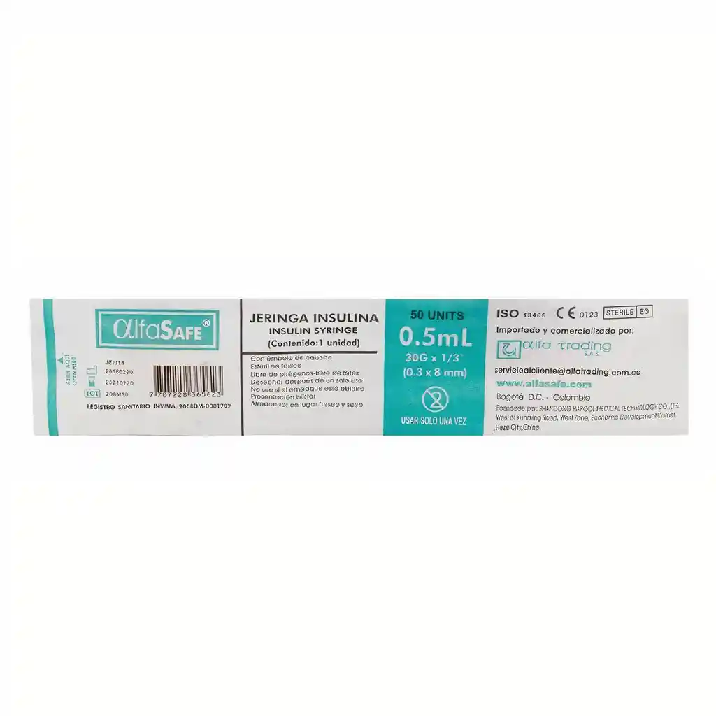 Alfa Safe Jeringa Desechable para Insulina