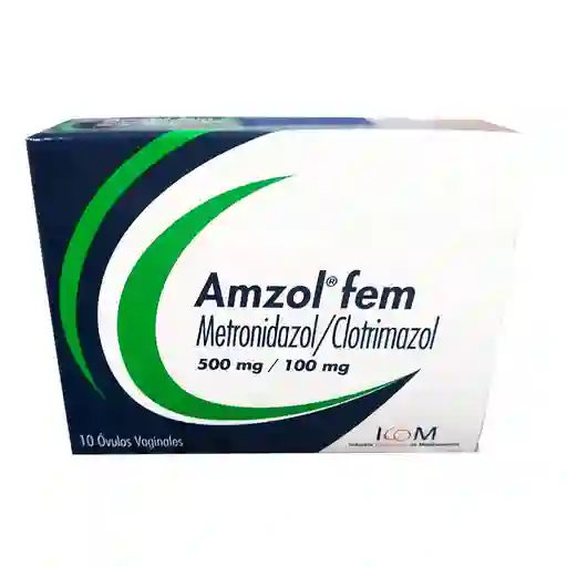 Amzol Óvulos Vaginales (500 mg/100 mg)
