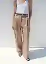 Pantalón Mila Beige Talla 40 Mujer Mango