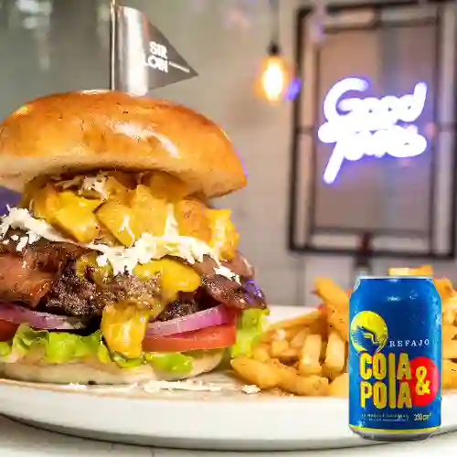 Combo Hamburguesa Pacifica Sencilla +Cola&Pola 330 ml