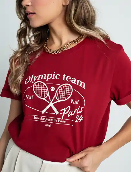 Camiseta Mujer Rojo Rio Oscuro Talla M 403F007 Naf Naf