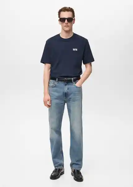 Camiseta Mvpna Navy Talla L Hombre Mango
