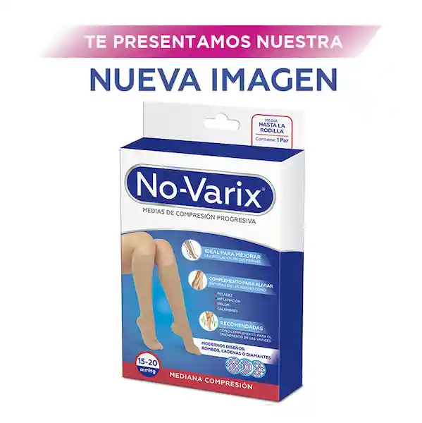 No-Varix® Calcetín Mujer Colors Rombo 15-20 mm/hg White Large