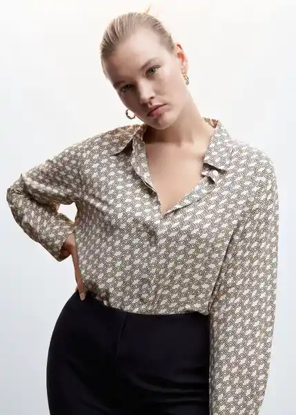 Camisa Basic Oro Talla S Mujer Mango