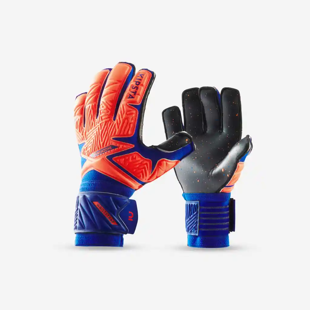 Guantes de Arquero de Fútbol Para Niños Kipsta Viralto F500 Naranja Azul