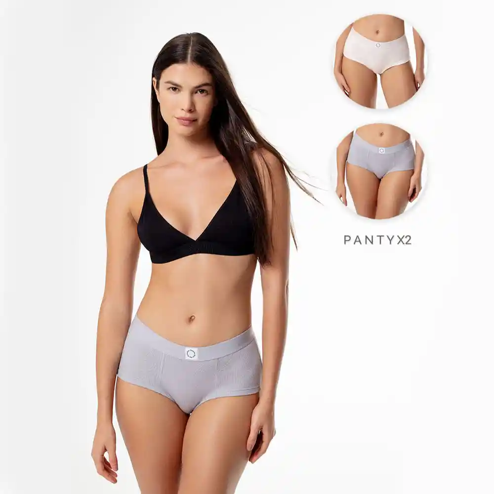Panty Tipo Bóxer X2 en Rib Femenino Loga X2 Gef Talla S