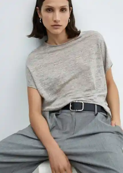 Camiseta Lint Gris Claro Vigoré Talla M Mujer Mango