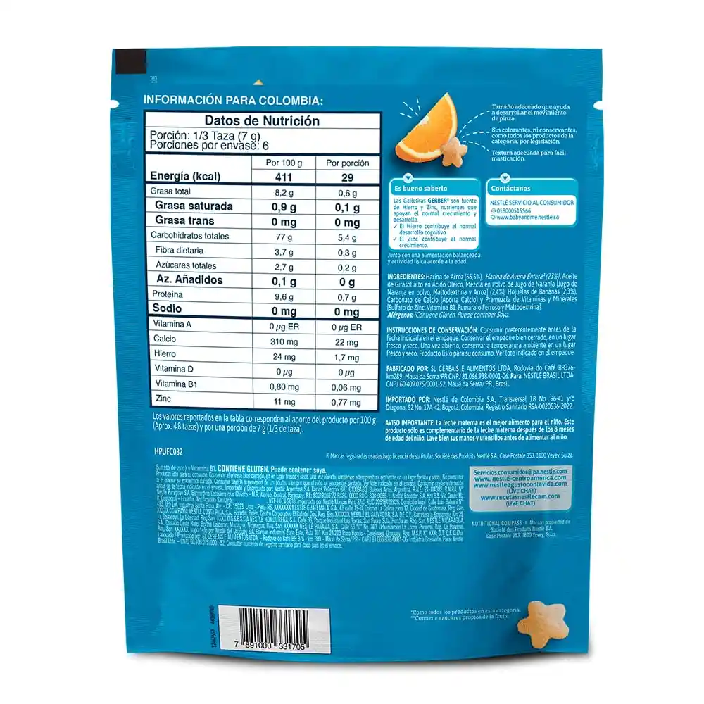 Snack para bebés GERBER Nutripuffs Banana Naranja Bolsa x 42g