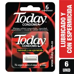 Today Condones Lubricado y con Espermicida 6 UND