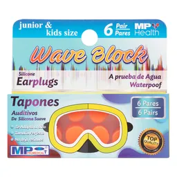 Tapones Para Oido Silicona Wave Block Kids X 6 Pares Resiste