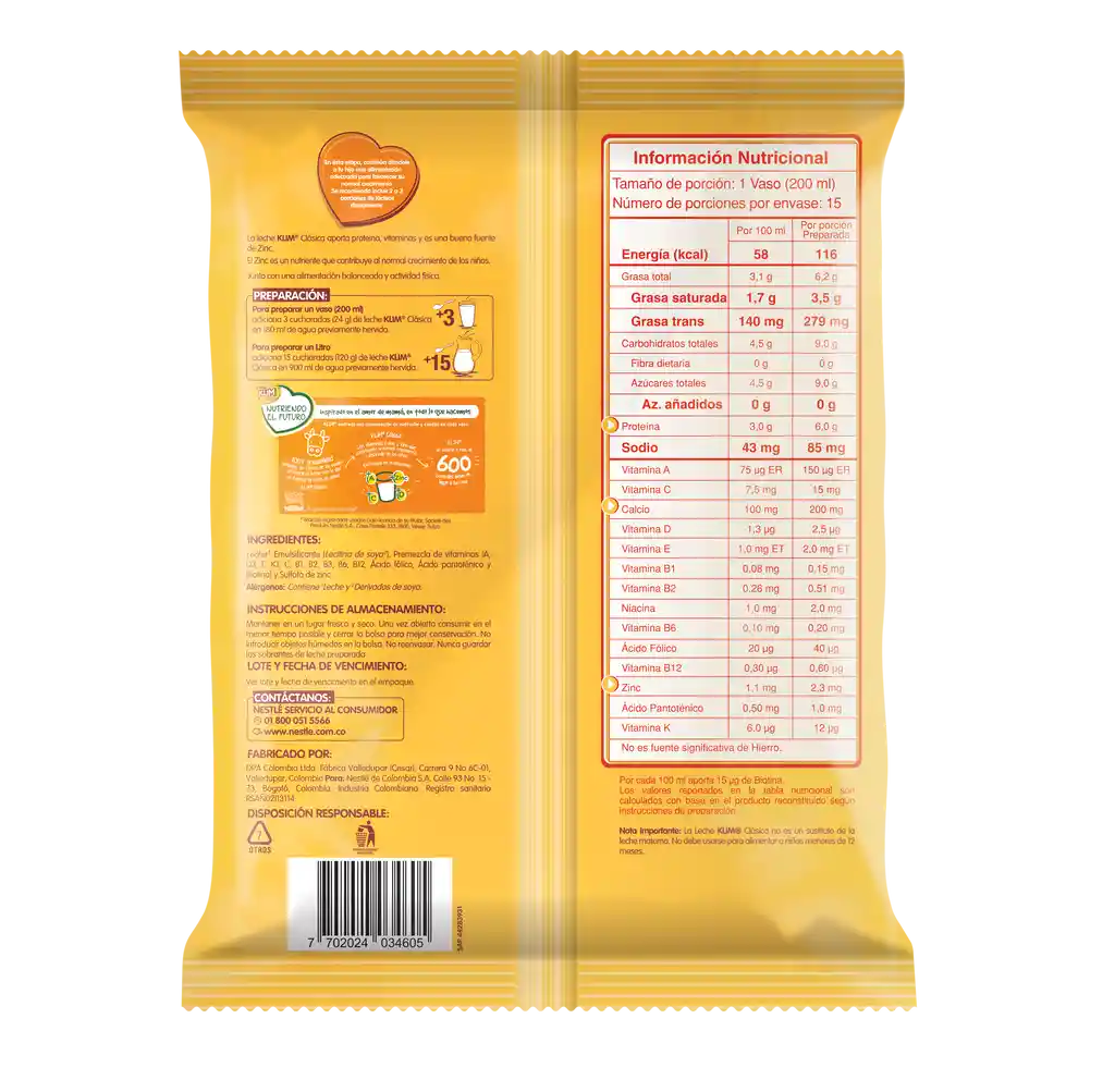 Leche en polvo KLIM Clásica x 360g