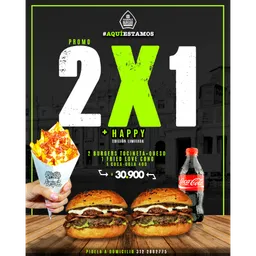 Promo 2X1 Burgers + Happy