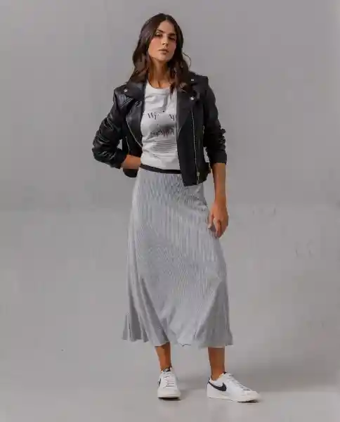Falda Mujer Gris Plateado Medio Talla 14 35916 Rifle