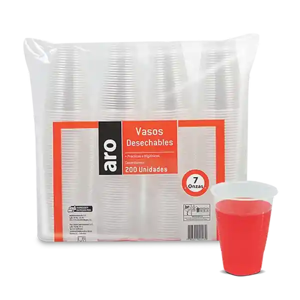 Aro Vaso Plástico Traslucido 7 oz