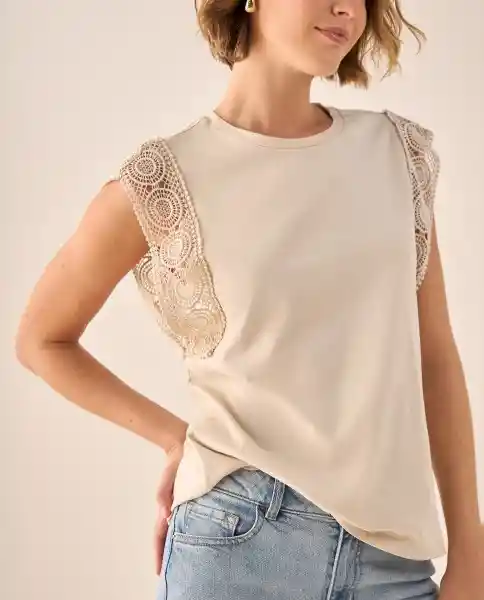 Camiseta Beige Ostra Claro Talla L 609G004 Esprit