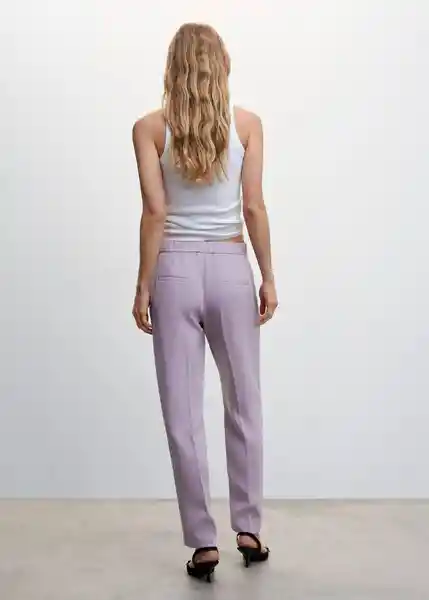 Pantalón Semiflu Malva Talla XS Mujer Mango