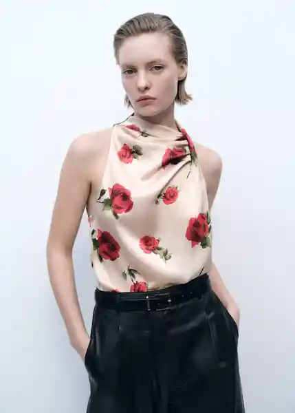 Blusa Rose Crudo Talla M Mujer Mango