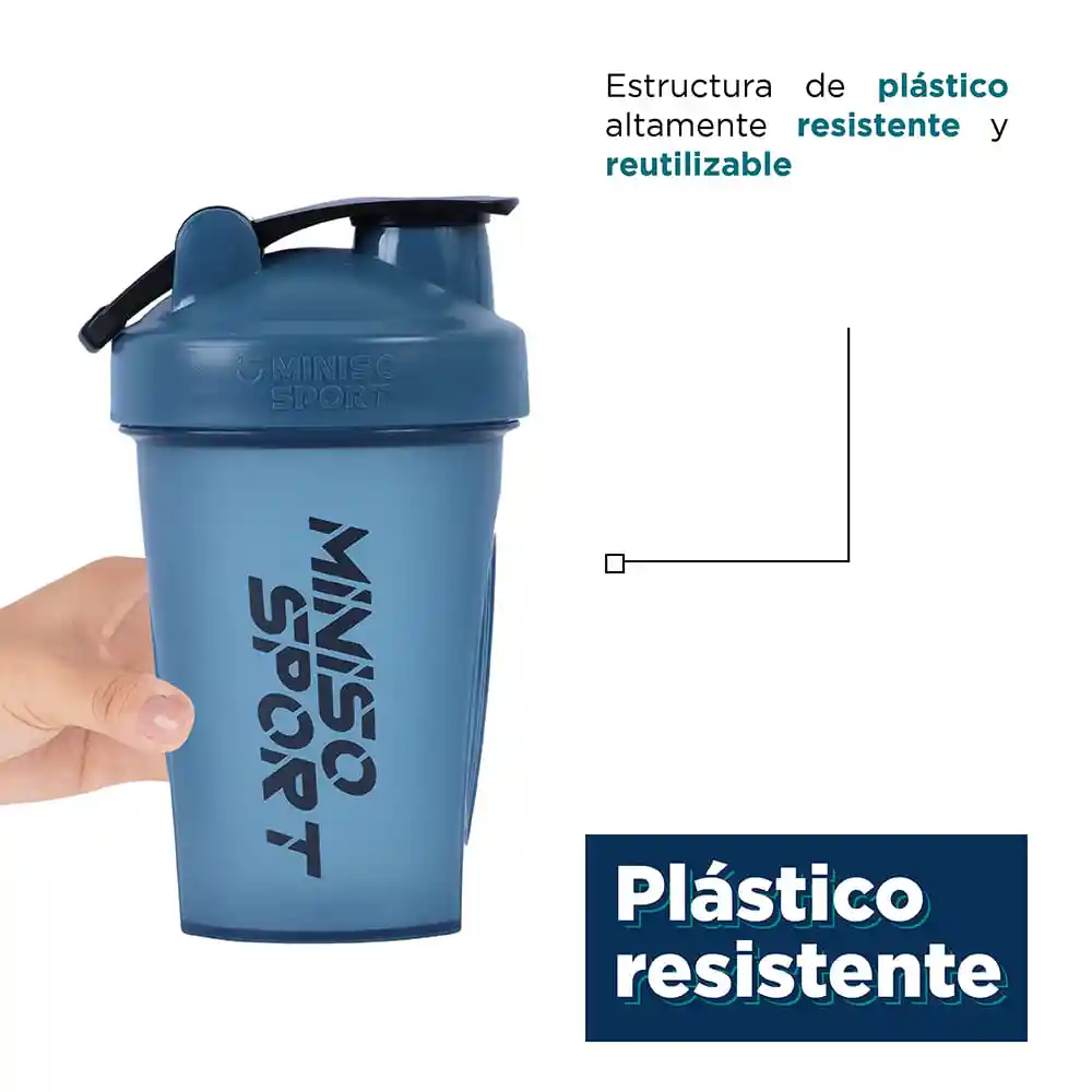 Botella Agitadora Con Asas Azul Miniso Sports