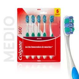 Cepillo de Dientes Medio Colgate 360° Luminous White x 5 Und