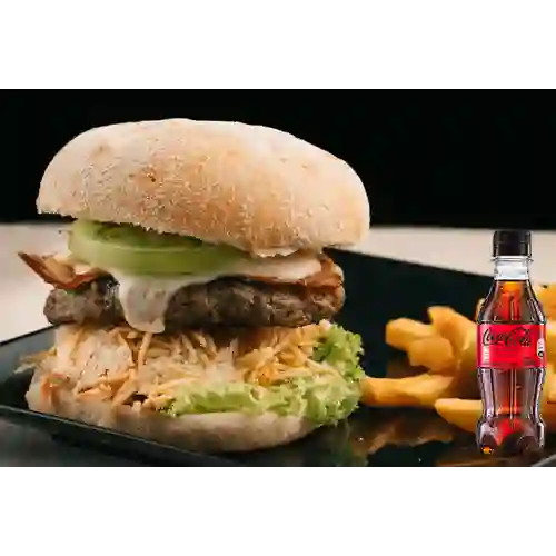 Combo Hamburguesa de Res/Pollo +Cocacola S/az 250ML