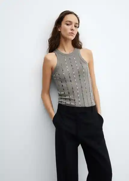 Top Xbead Mujer Gris Talla M Mango