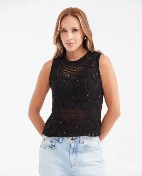 Top Tejido Bijoux Negro Sombrio Ultraoscuro Talla S Chevignon